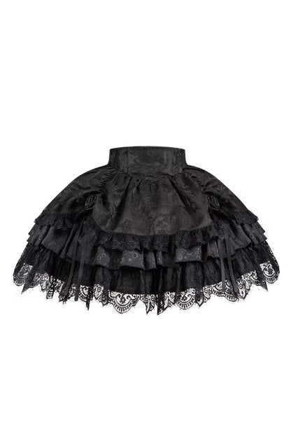 Gothic Lolita Skirt with Multi-Layered Jacquard and Ruffled Witch Design