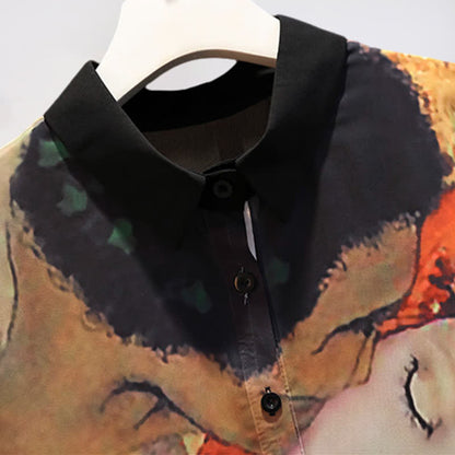 Chiffon Casual T-Shirt Face Print Girl Shorts