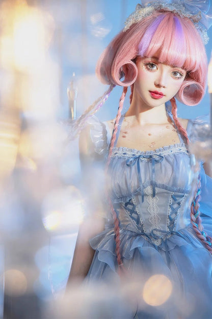 Blue Galaxy Prayer Corset Fishbone Ribbon Sweet Lolita Jsk Dress