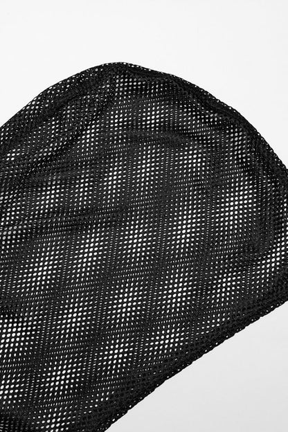 Mesh Eyelet Punk Sleeveless Hooded Vest for Men - NoirEdge