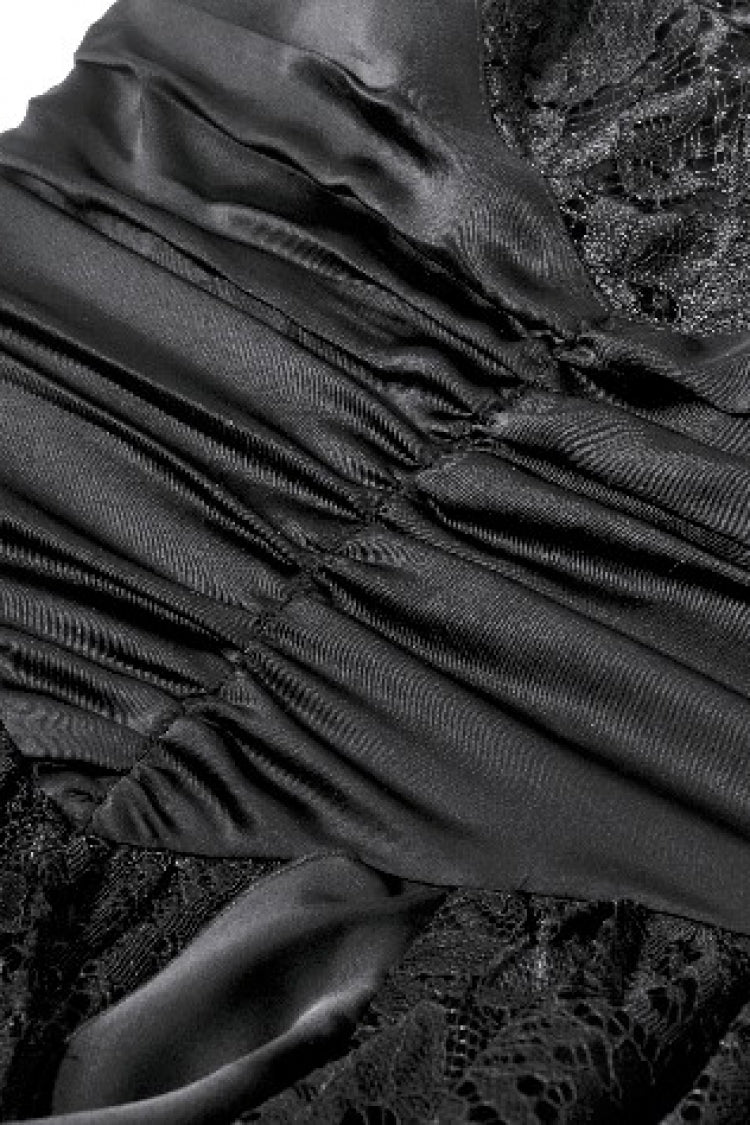 Ruched Lace Gothic Maxi Slip Dress for Weddings