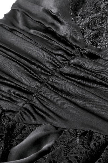 Ruched Lace Gothic Maxi Slip Dress for Weddings