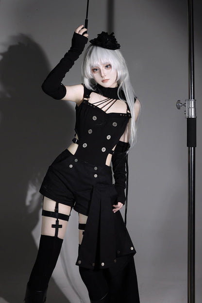 Phantom Thief Cut-Out Gothic Ouji Shorts Set