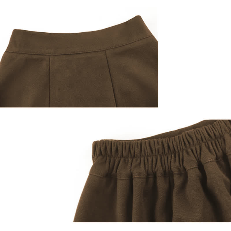 SweaterMidi Colorblock Round Collar Skirt