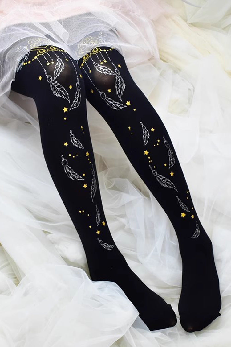 Sweet Lolita Sheer Tights with Metallic Foil Print in 13 Variants