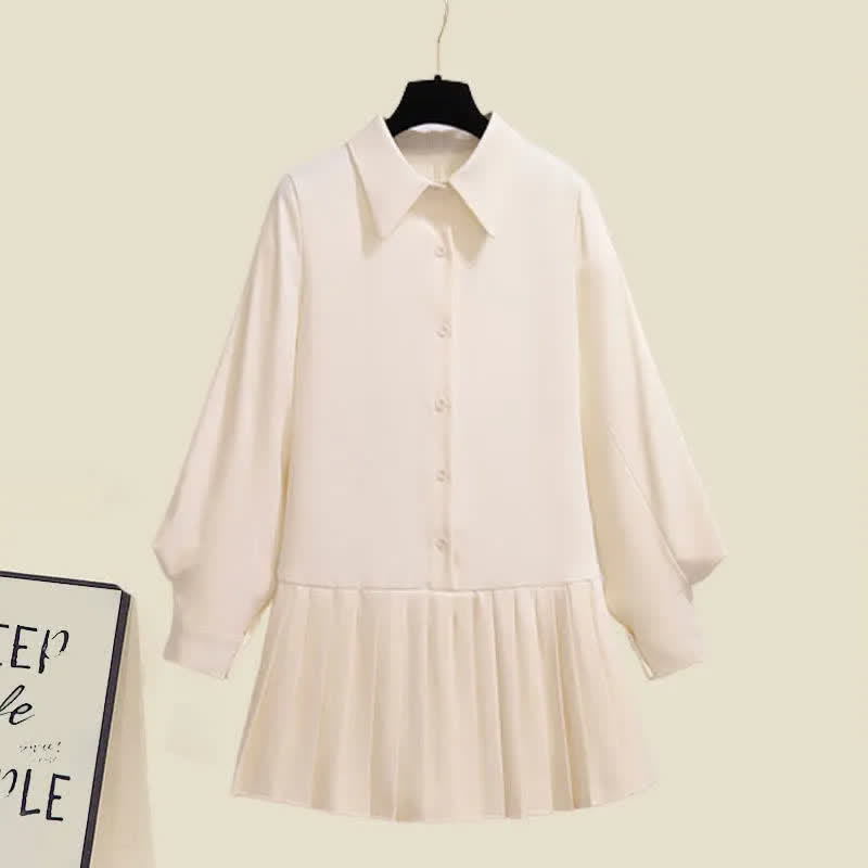 Vest Fringed Shirt Dress Lapel Boho Embroidery Pleated