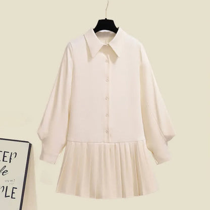 Vest Fringed Shirt Dress Lapel Boho Embroidery Pleated