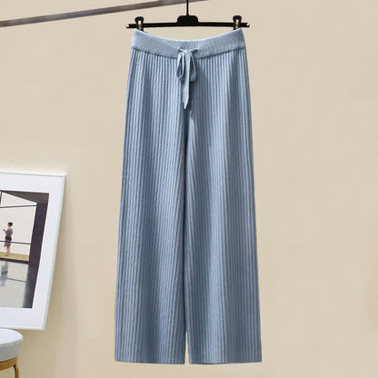 Casual Pants Chic Sweater Cross Knit