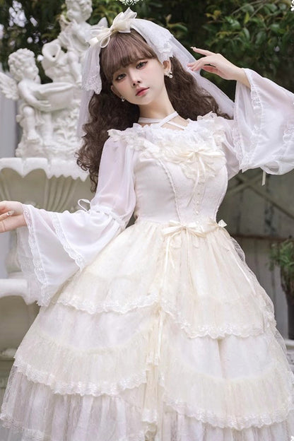 Jacquard Bowknot Jsk Dress - Sweet Elegant Lolita Multi-Layer
