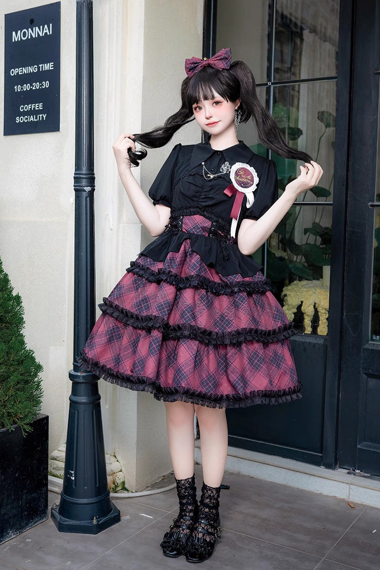 Multi-Layer Margaret Plaid Sleeveless Sweet Lolita Dress