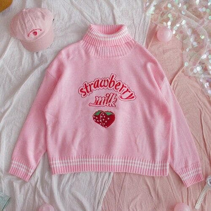 SpreePicky Süßer Erdbeermilch Rollkragenpullover SP14838