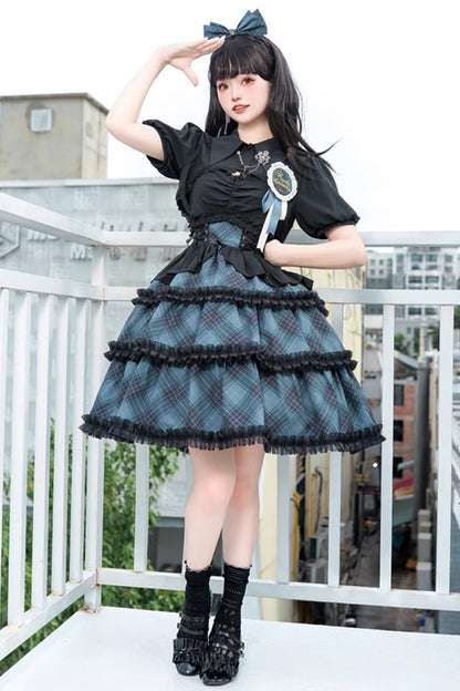 Multi-Layer Margaret Plaid Sleeveless Sweet Lolita Dress