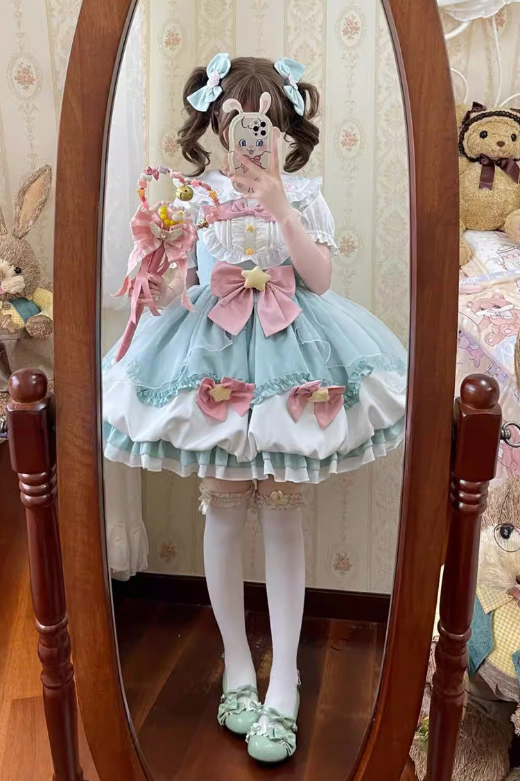 Little Wishing Star Ruffle Bowknot Jsk Dress - Sweet Lolita