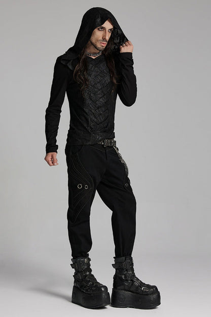 Gothic Skull-Print Trousers with Ring Details