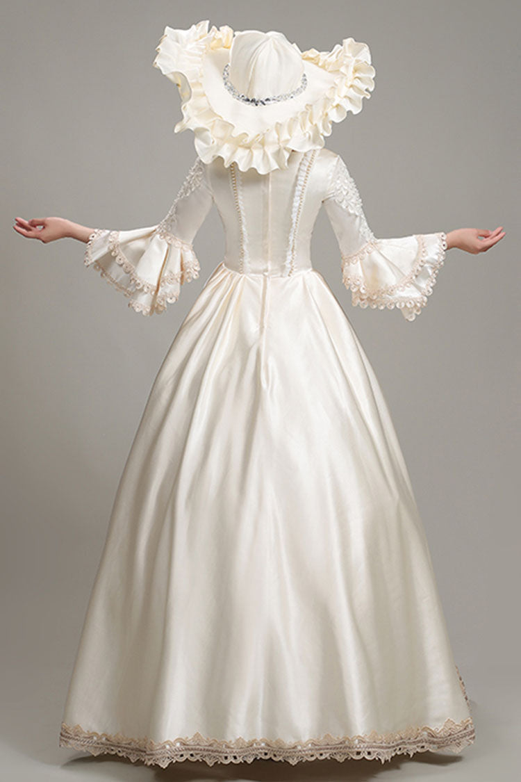 Victorian Floral Print Dress with Layered Sleeves