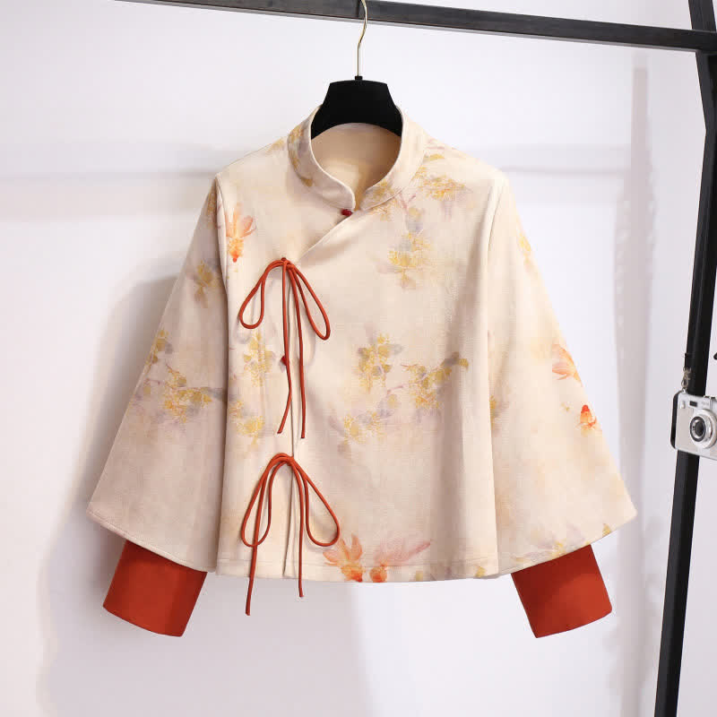 Waist Sweatshirt Vintage Bamboo Pleated Skirt Print High