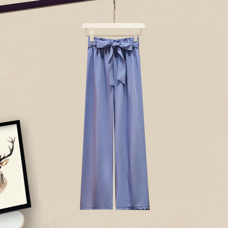 Bowknot Ruffled T-Shirt Wide Leg Pants