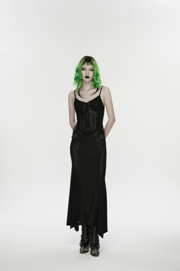 Lace-Up Buckled Eyelet Punk Jsk Dress
