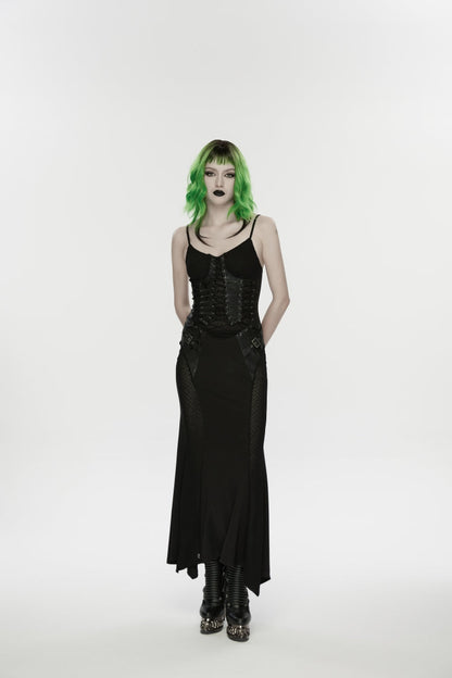 Lace-Up Buckled Eyelet Punk Jsk Dress