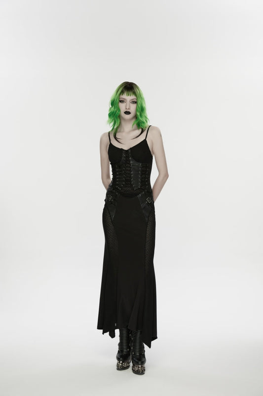 Lace-Up Buckled Eyelet Punk Jsk Dress