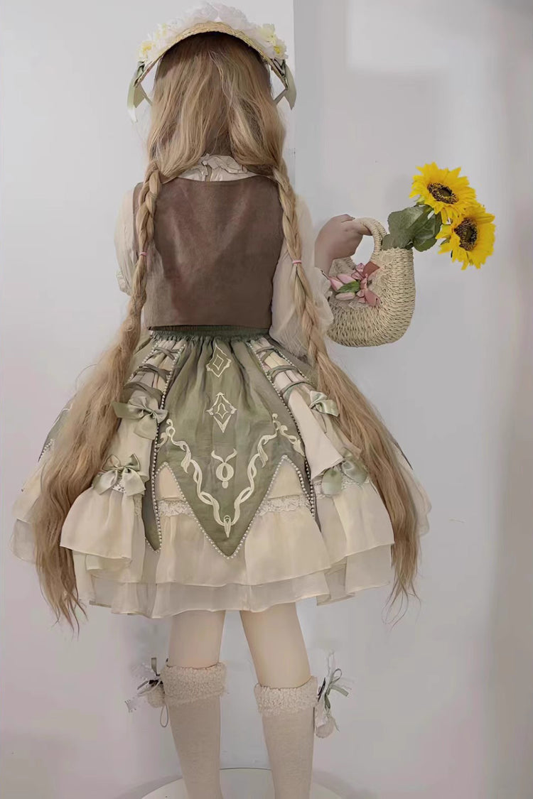 Emerald Multi-Layer Print Bow Lolita 3-Piece Set - Wizard of Oz