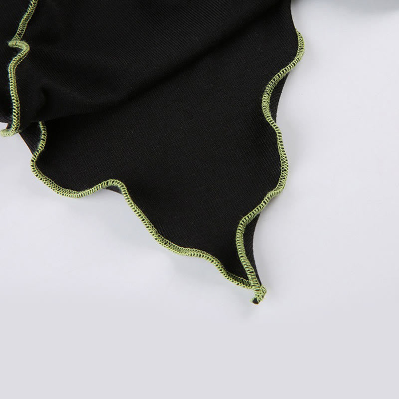 Oblique Colorblock Top Pocketed Pants Cargo Crop