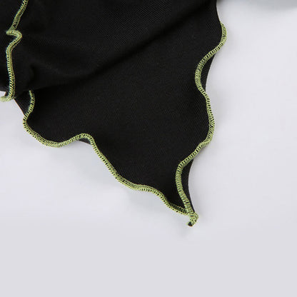 Oblique Colorblock Top Pocketed Pants Cargo Crop