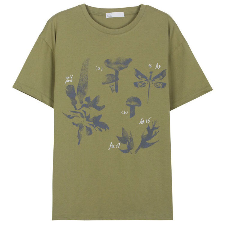 T-shirt esthétique avec plante de jardin verte