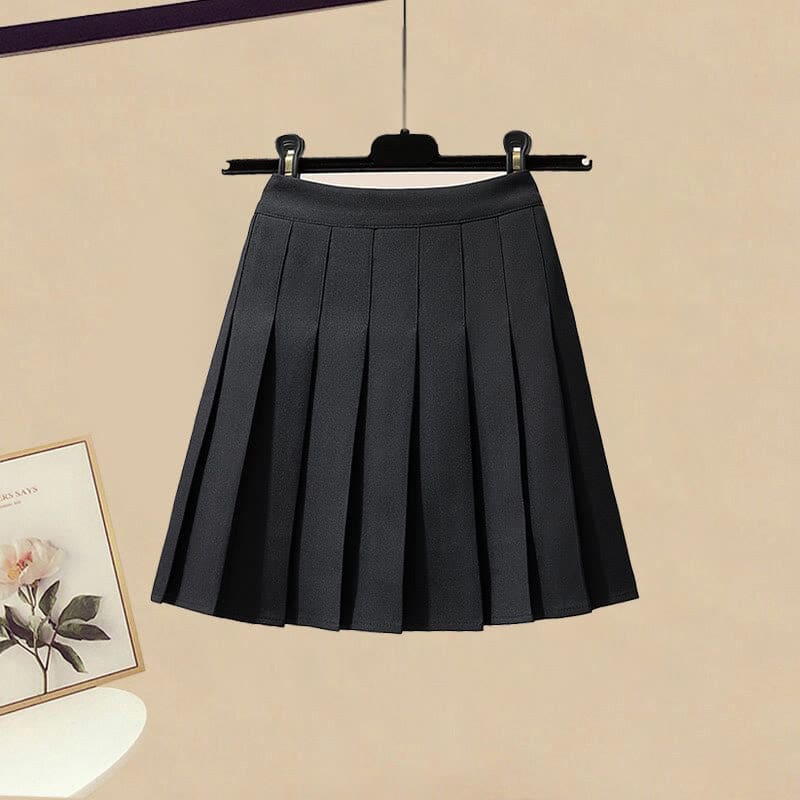 Two Skirt Pieces Black Fake Pleated Sweater