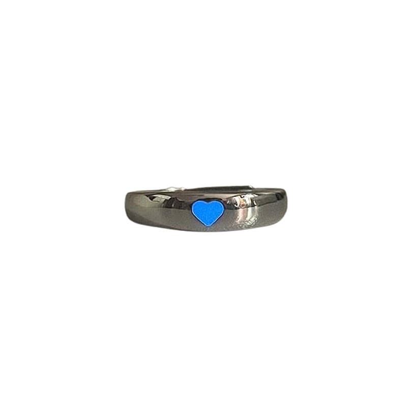 Fashion Glow Heart Ring - Adjustable / Blue - ring