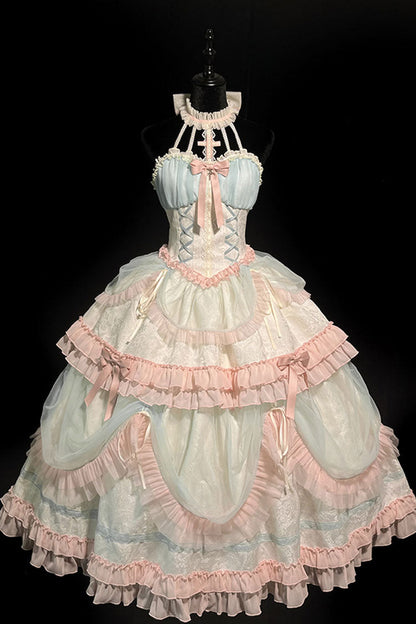 Mermaid Halter Ruffle Lace-Up Sweet Lolita Gown