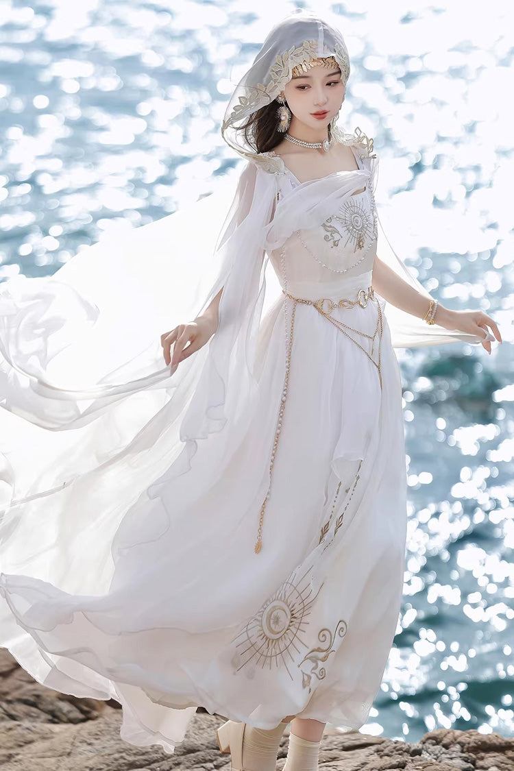 Chain Decorated Sweet Elegant Lolita Dress - White Aurelia of the Holy Light