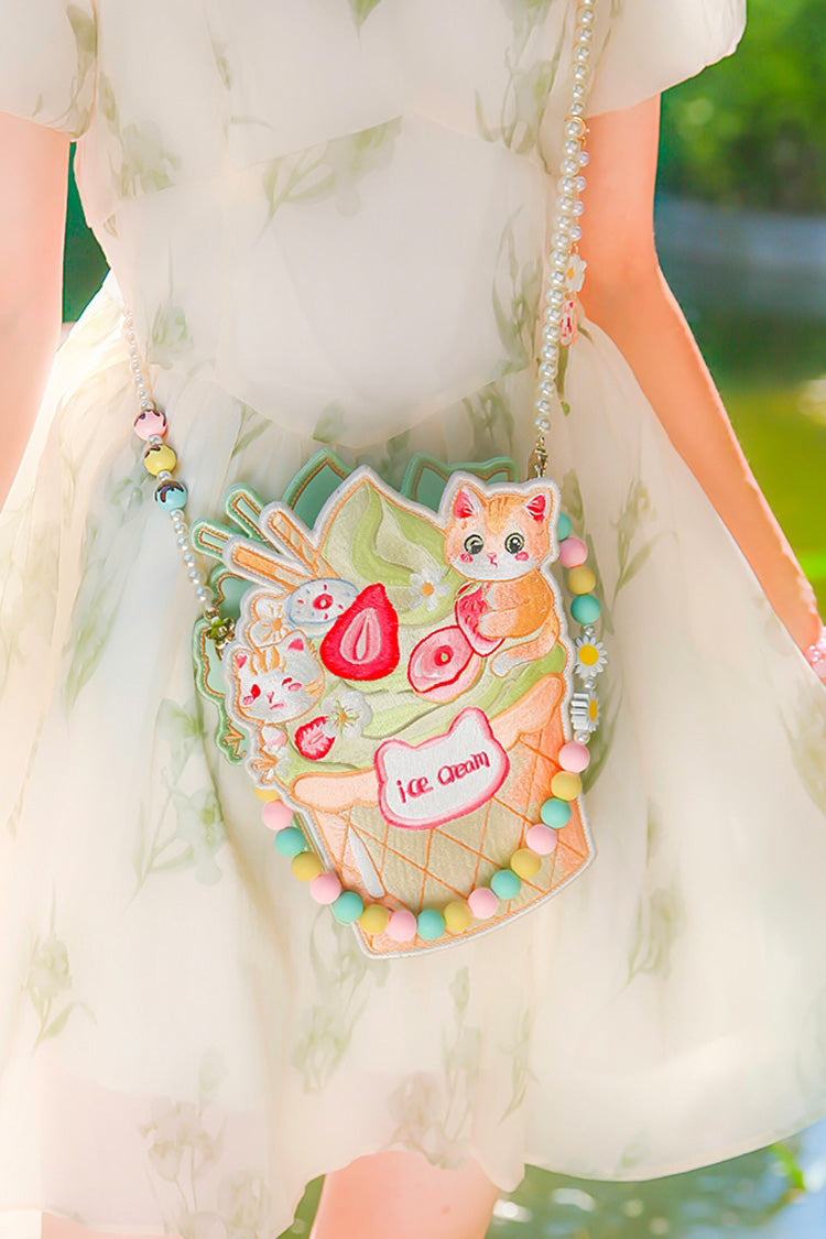 Ice Cream Cat Embroidered Lolita Shoulder Bag