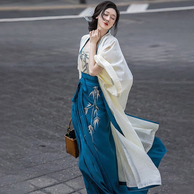 Cardigan Embroidery Bamboo Skirt Pieces Cami Top Vintage Three