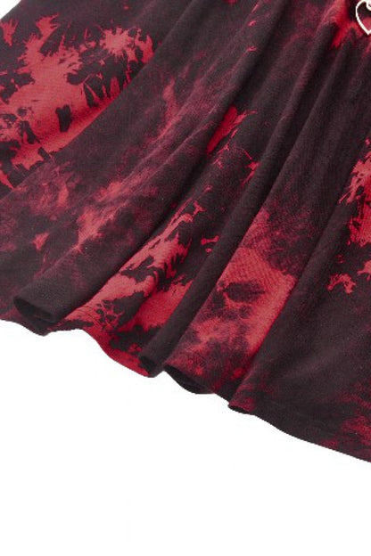 Scarlet Sleeveless Mesh Hem Asymmetrical Tie-Dyed Slip Dress