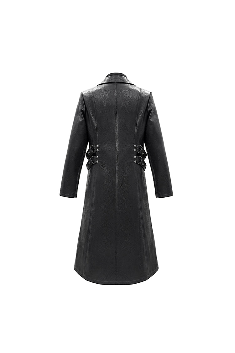 Men's Punk Leather Coat with Waist Hasp