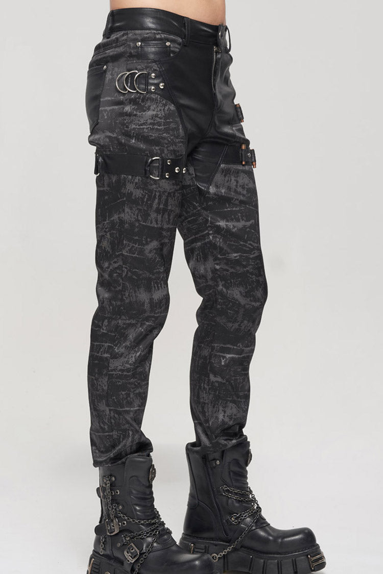 Mens Long Trousers with Detachable Pockets and Rivet Details