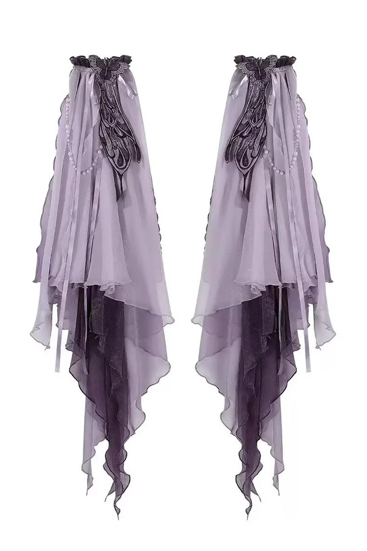 Embroidered Pearl Gothic Jumper Dress Set - Purple