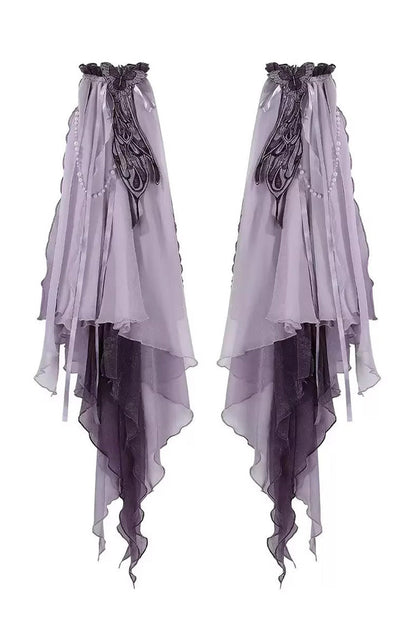 Embroidered Pearl Gothic Jumper Dress Set - Purple