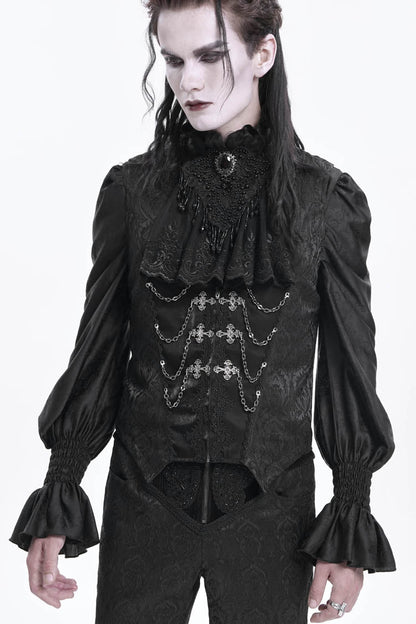 Chain Buckle Jacquard Sleeveless Gothic Vest for Men - NoirEdge