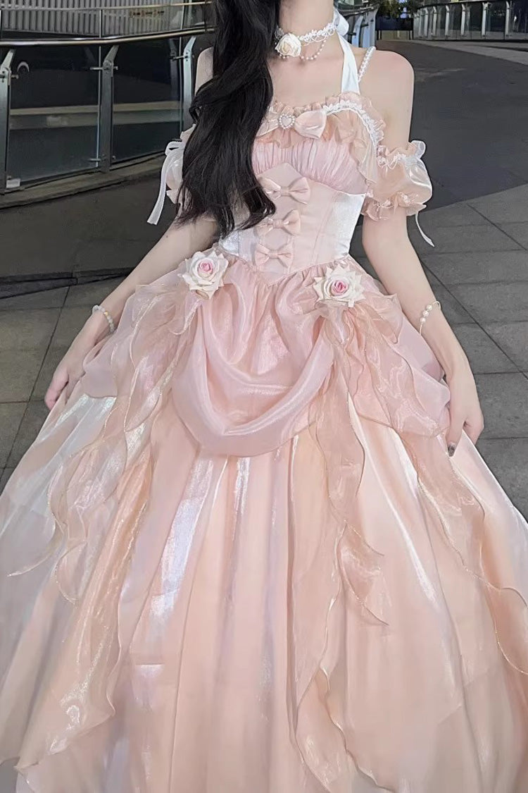 Ivory Cindy Rose Halterneck Sleeveless Ruffle Bowknot Sweet Elegant Lolita Jsk Dress