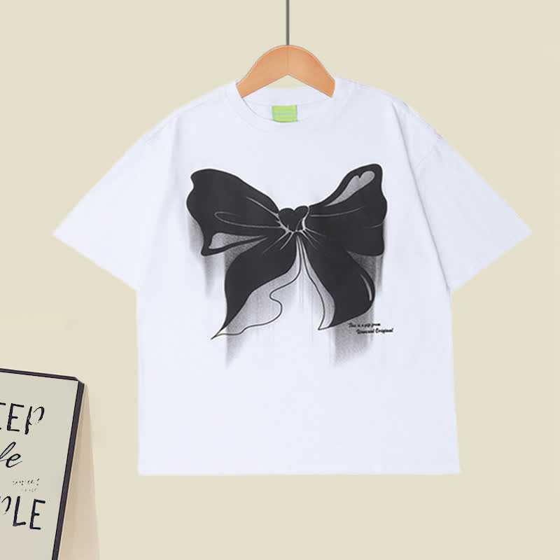 Ensemble t-shirt à imprimé nœud de dessin animé et jupe en tulle irrégulière