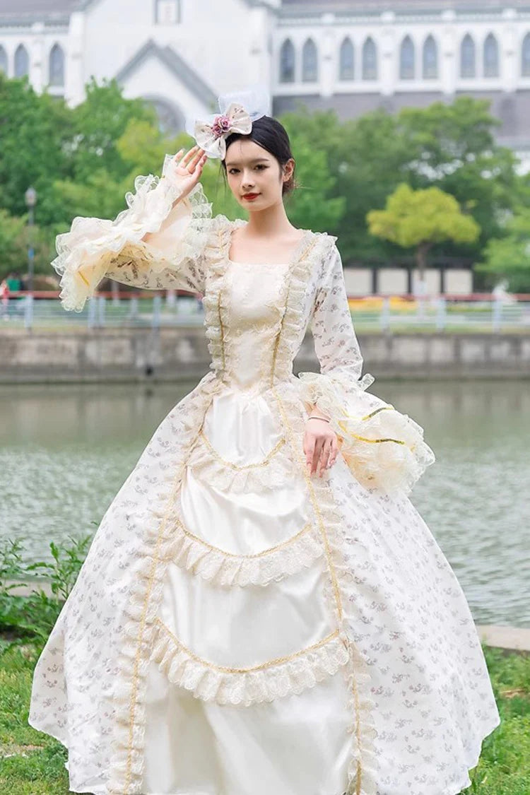 Court Print Cardigan Dress for Princess Style