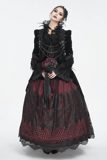 Women's Gothic Jacket with Embroidery and Trumpet Sleeves