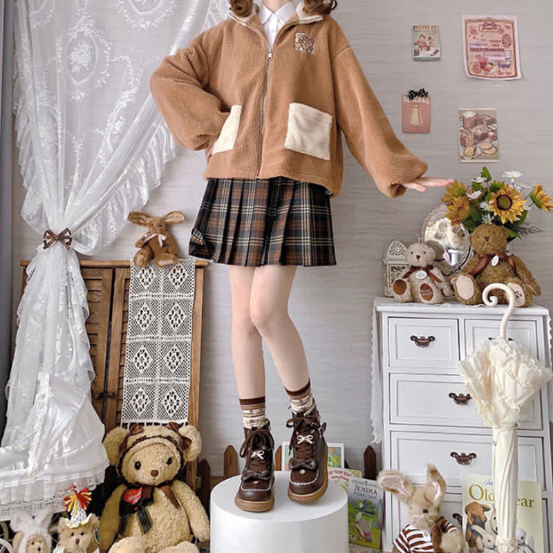 Bow Knot Button Bear Lolita Martin Boots