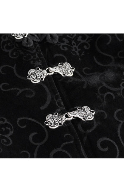 Women's Dark Blouse with Flared Sleeves and Lace Trim