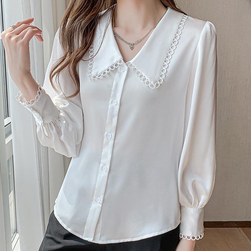 Elegant Hollow Out Lace Sleeve Shirt