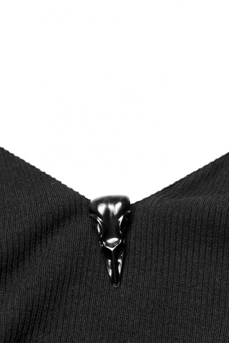 Edgy Skull-Decor Punk Tee with Contrast Stitching