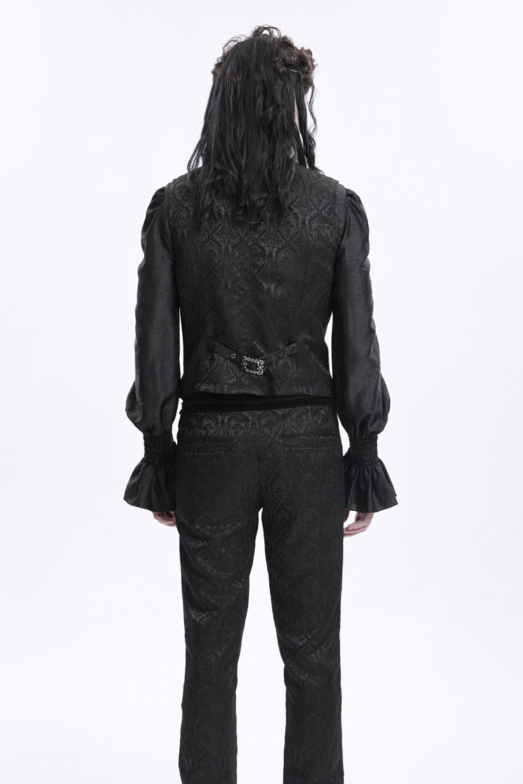 Chain Buckle Jacquard Sleeveless Gothic Vest for Men - NoirEdge