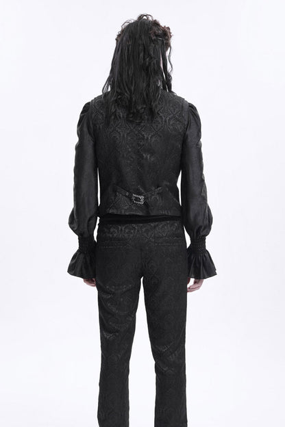 Chain Buckle Jacquard Sleeveless Gothic Vest for Men - NoirEdge